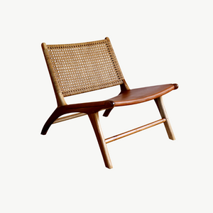 leather and rattan occasional chair