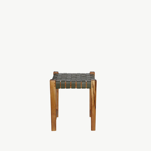 woven leather stool side table