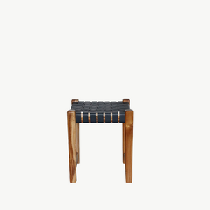 leather strapping stool navy