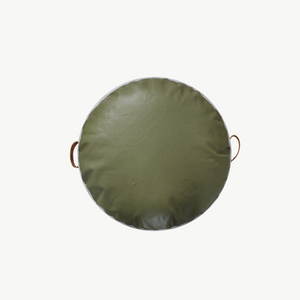 olive green leather floor cushion