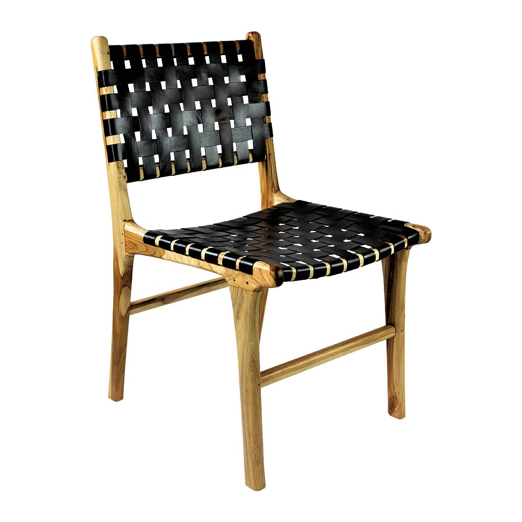 Coco Dining Chair | Black Soot | Woven Leather Strapping – Coco Unika