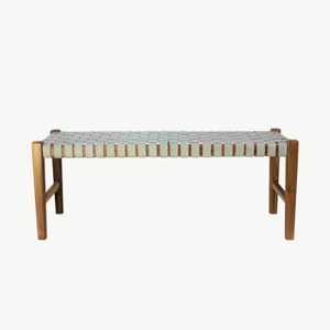 Grey Leather Woven Strapping Bench Seat Elk